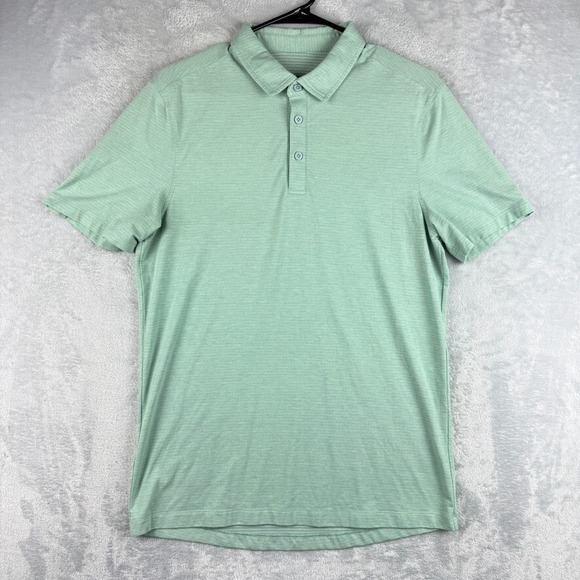Lululemon Polo Shirt Mens Small Green Evolution Golf Tech Performance Stretch - Picture 2 of 8